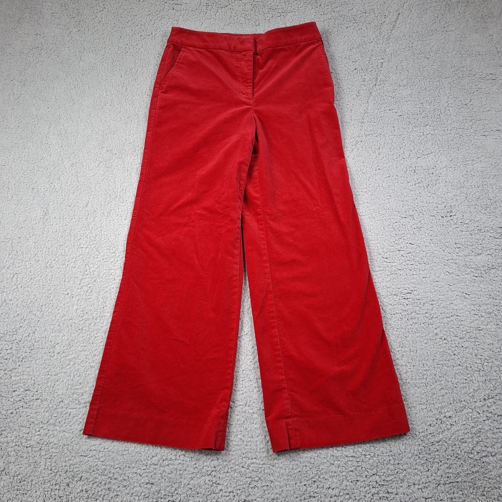 Talbots Velveteen Wide leg pants 8P Classic Red Office High Waist Holiday